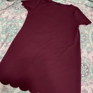 42 Pops scalloped hem maroon dress